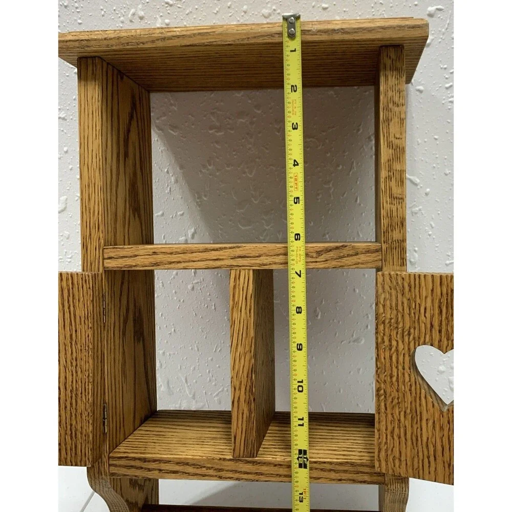 Vintage Country Wooden Wall Curio Cabinet Shelf Knick Knack Collectibles W/Pegs